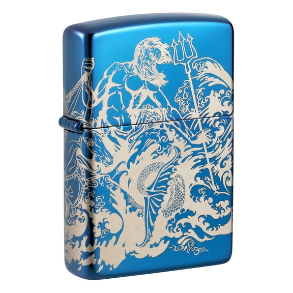 Zippo Atlantis Design High Polish Blue Pocket Lighter