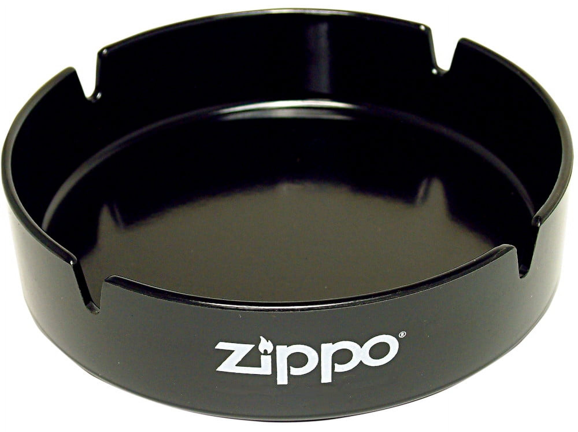 Durable Zippo Black Ashtray with White Logo, 5.25