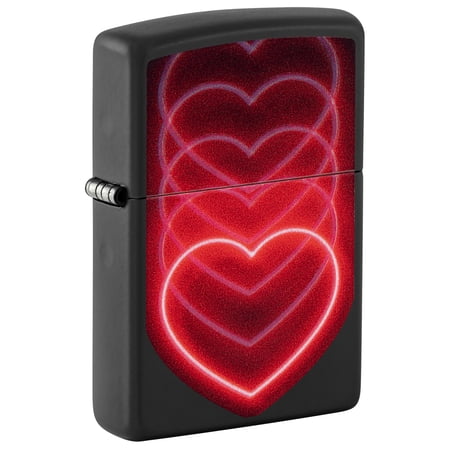 Zippo Black Light Hearts Design Black Matte Pocklet Lighter