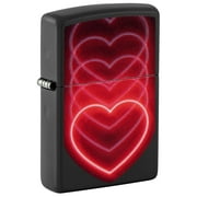 Zippo Black Light Hearts Design Black Matte Pocklet Lighter
