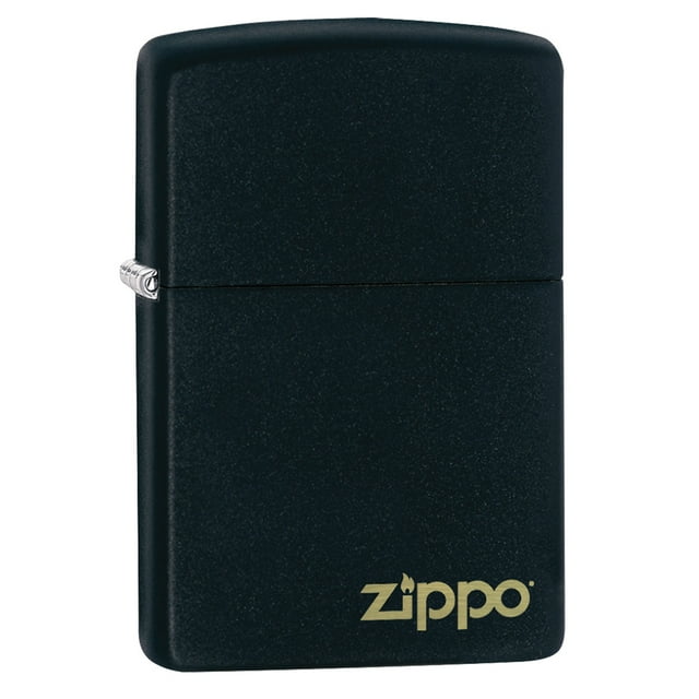 Zippo Black Matte Logo Windproof Pocket Lighter