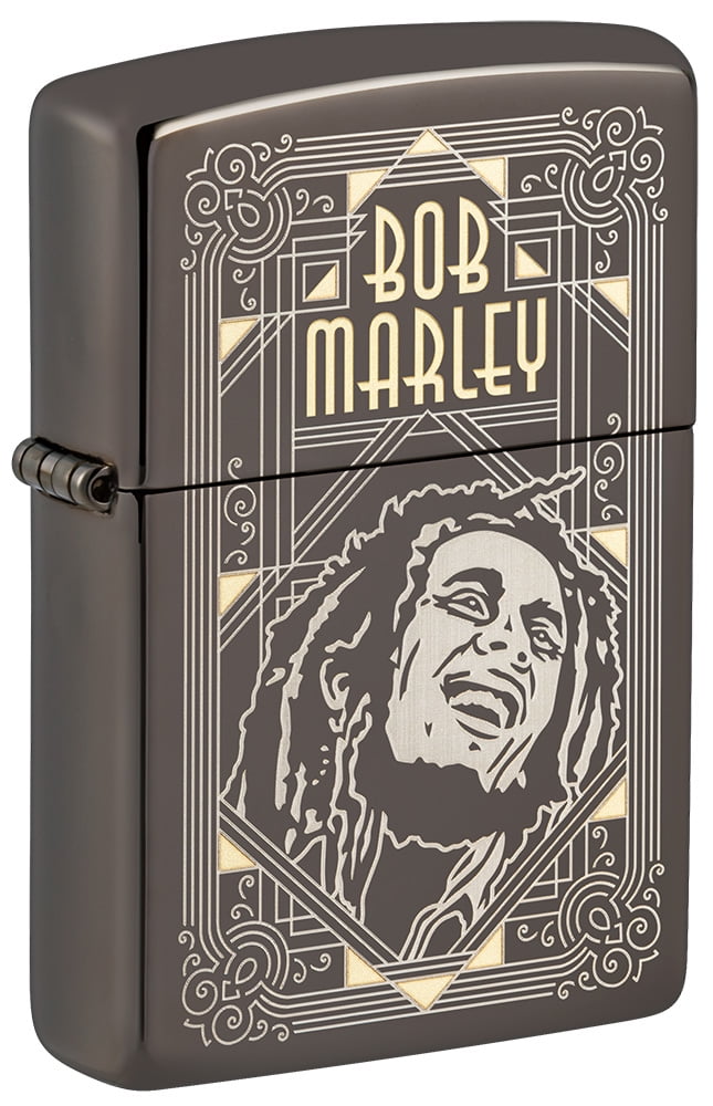 Zippo Bob Marley Laser Two Tone Black Ice Pocket Lighter