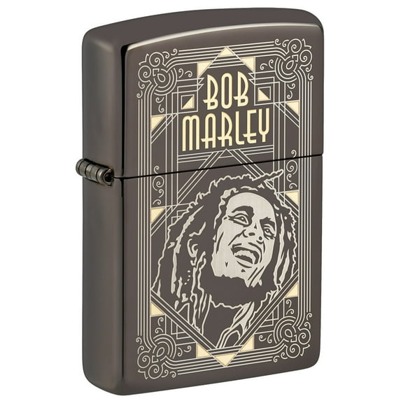 Zippo Bob Marley Laser Two Tone Black Ice Pocket Lighter