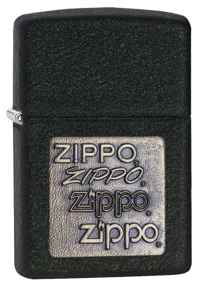 Zippo Brass Emblem Black Crackle Pocket Lighter - Walmart.com