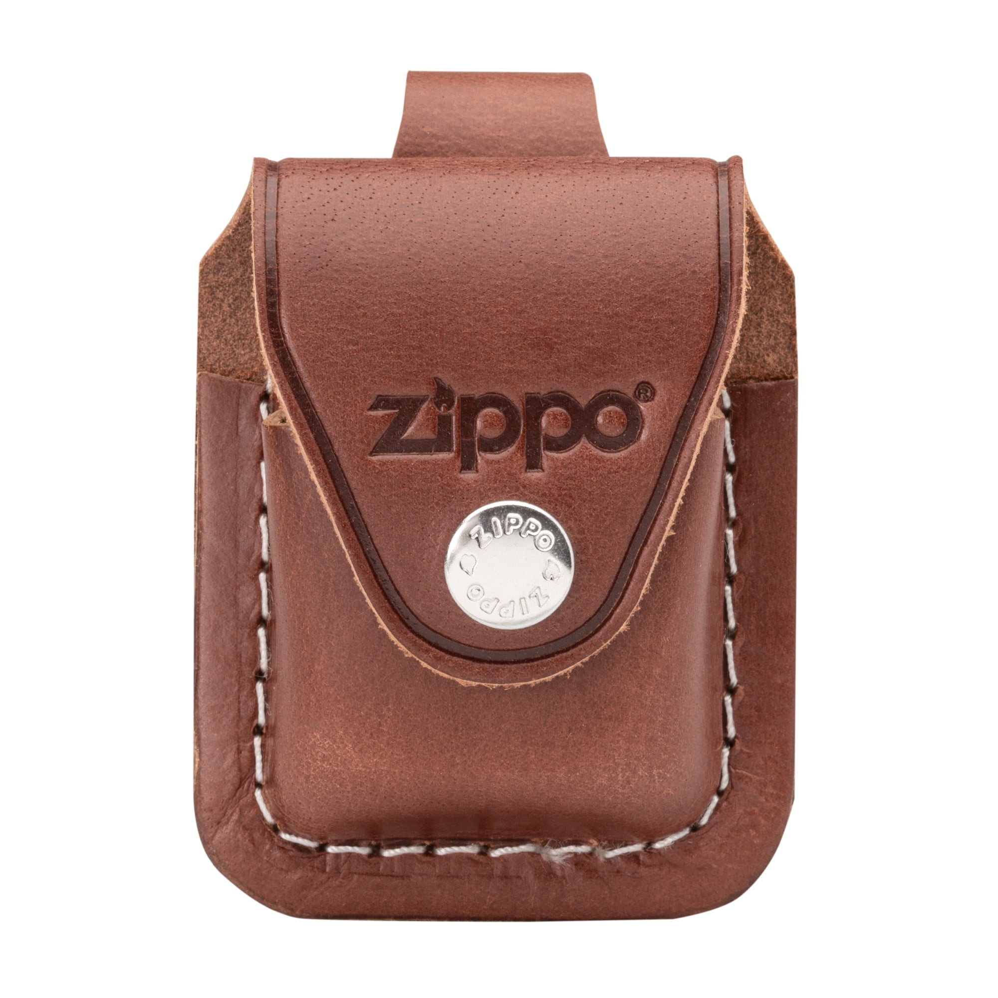 Zippo Genuine Leather Lighter Pouch with Clip, Brown, Pocket