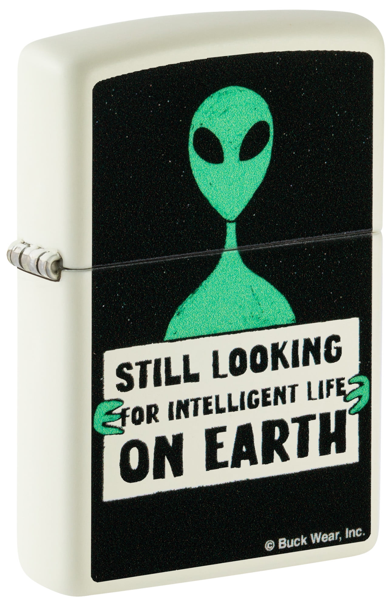 Zippo Buck Wear Alien Design Glow in the Dark Green Matte Pocket