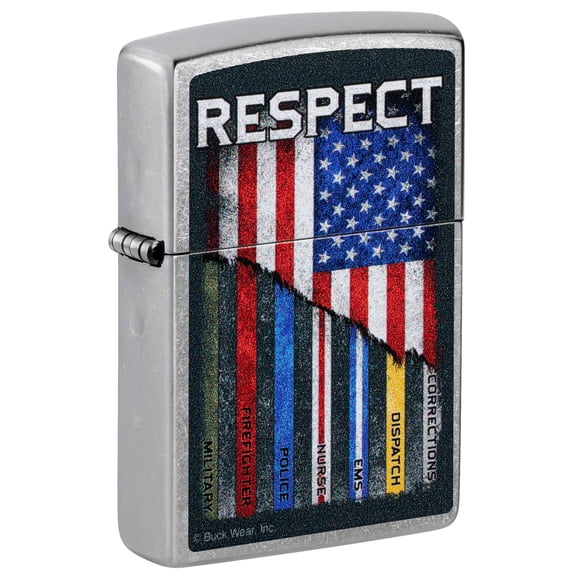 Zippo Pocket Lighter Buck Wear™ Respect Design Street Chrome
