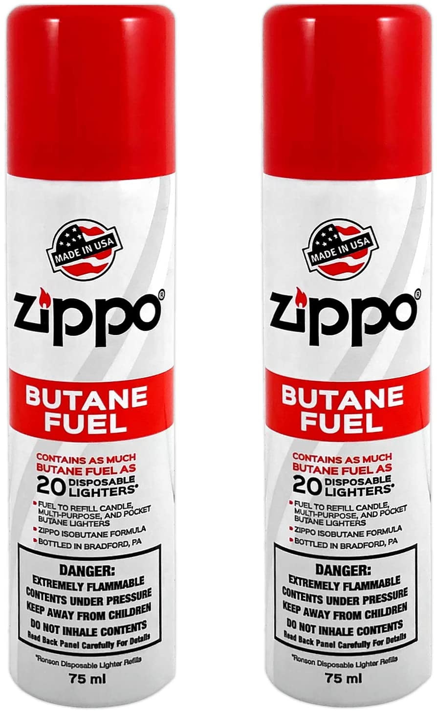 Zippo Butane Fuel 75 ML / 2.5 Ounces (2Cans) For 20 Disposable