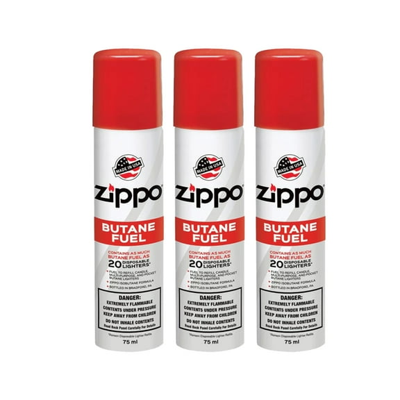 Zippo Butane Fuel 75ml - 3 Pack