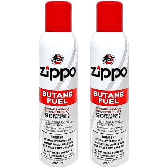 Zippo Butane Fuel Refill 5.82 oz 290ml Universal Lighter Fuel Pack of 2