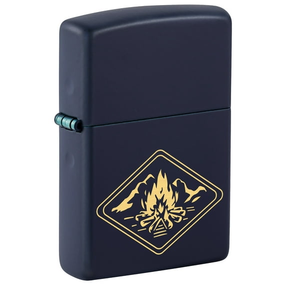 Zippo Campfire Design Navy Matte Pocket Lighter