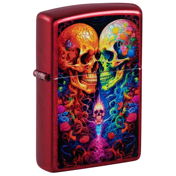 Zippo Pocket Lighter Candy Skulls Design Candy Apple Red