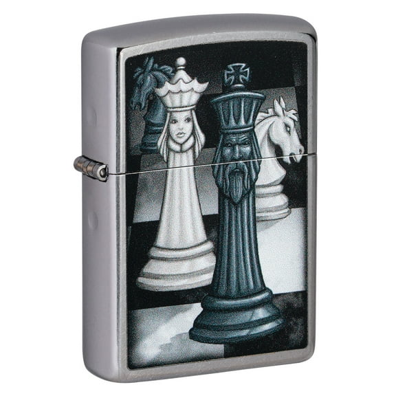 Zippo Chess Game Design Street Chrome Pocket Lighter