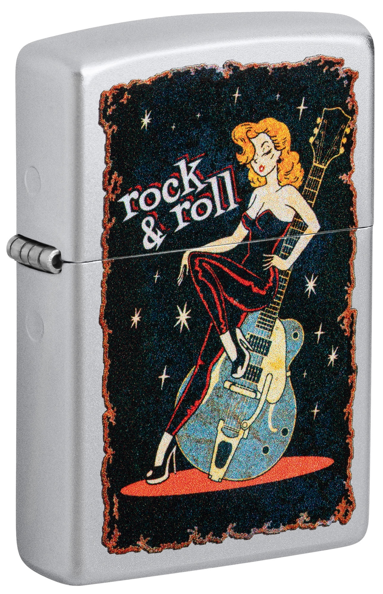 Zippo Cool Chick Design Satin Chrome Pocket Lighter