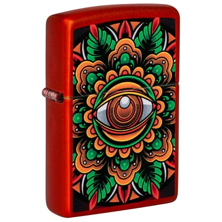 Zippo Counter Culture Eye Design Metallic Red Pocket Lighter