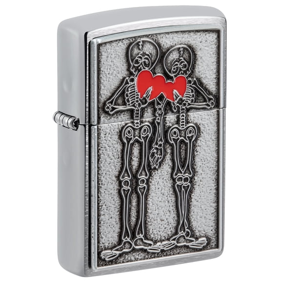 Zippo Couple Love Emblem Brushed Chrome Pocket Lighter
