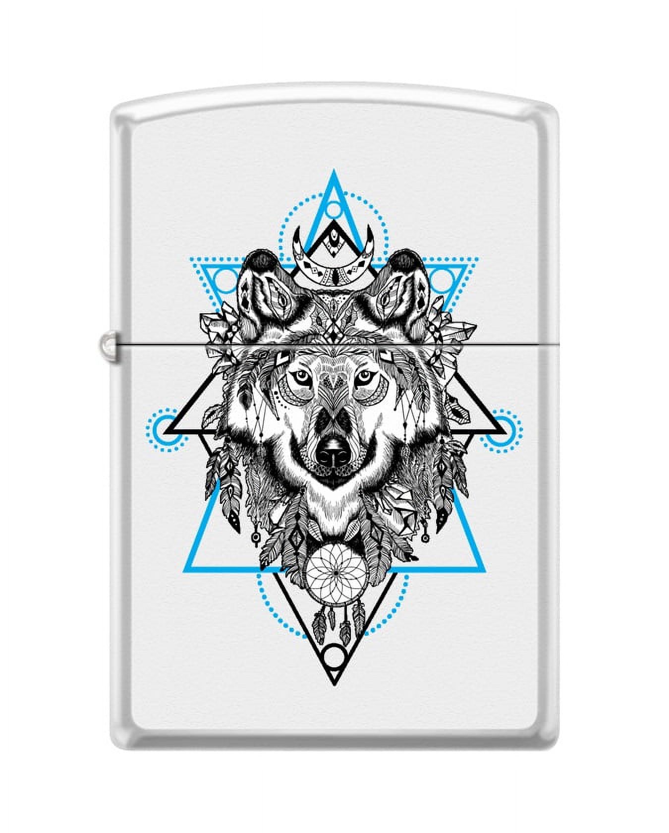Zippo Custom Design Indian Wolf with Horn and Dream Catcher Windproof
