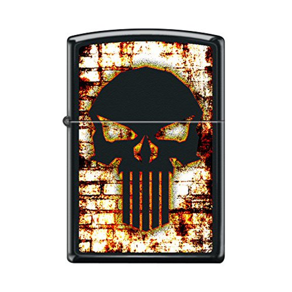 Zippo Custom Design Punisher Skull on Blk Matte w/White Wall Background Windproof Collectible Lighter. Made in USA Limited Edition & Rare