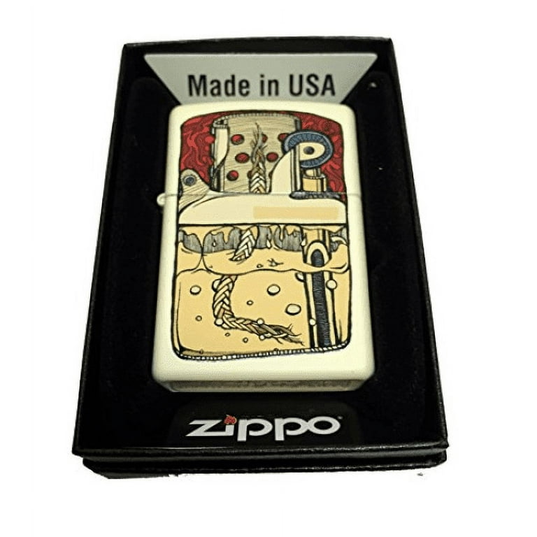 Zippo Custom Lighter - Zippo Guts Illustration - Regular Cream Matte 