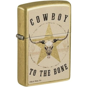 Zippo -Customized Message Cowboy to The Bone for Buck Wear - Tumbled Brass 48937