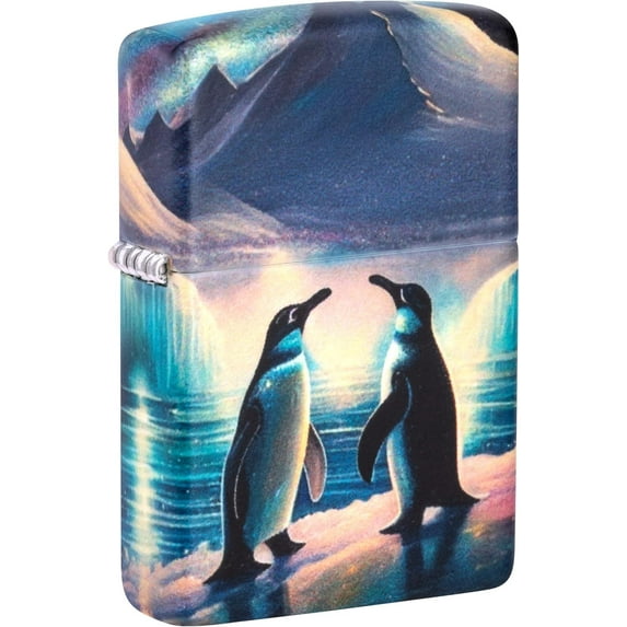 Zippo - Customized Message on Arctic Penguins - Glow-in-The-Dark Green 46014