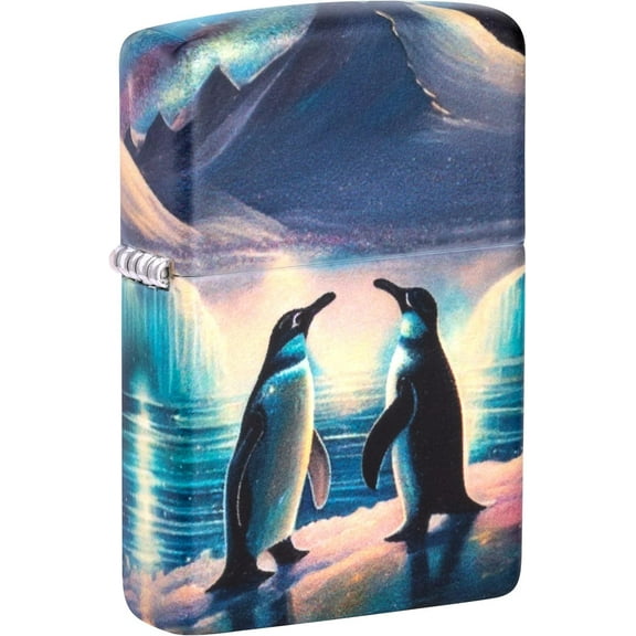 Zippo - Customized Message on Arctic Penguins - Glow-in-The-Dark Green 46014