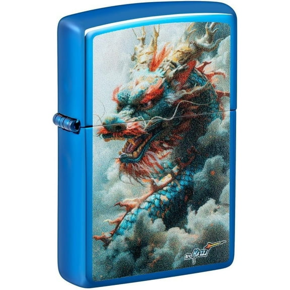 Zippo - Customized Message on Mazzi Dragon High Polish Blue Pocket 46686