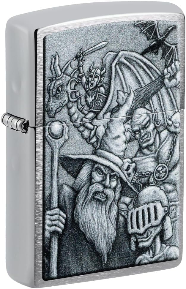 Zippo - Customized Message on Mystical Beings Brushed Chrome Pocket 46579