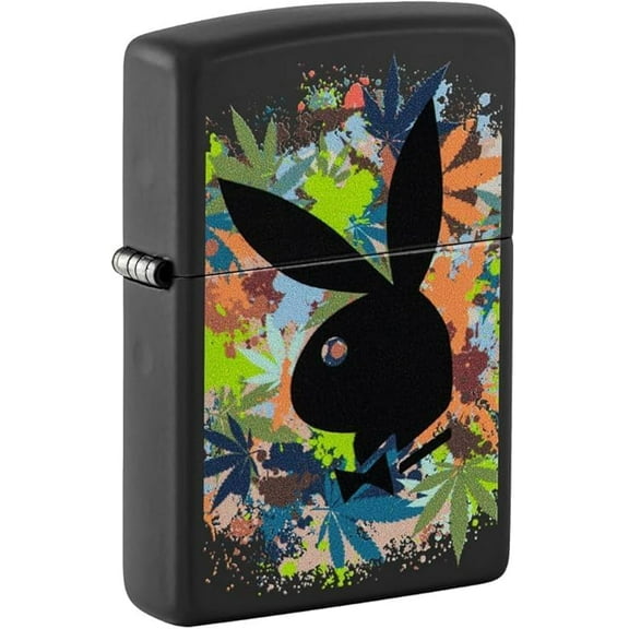 Zippo - Customized Message on Playboy Rabbit Head Silhouette Black Matte 46222