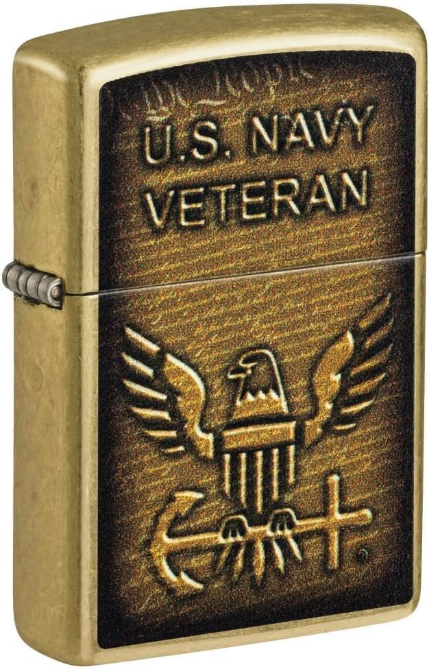 Zippo - Customized Message on United States NavyÂ® Street Brass Pocket 46489
