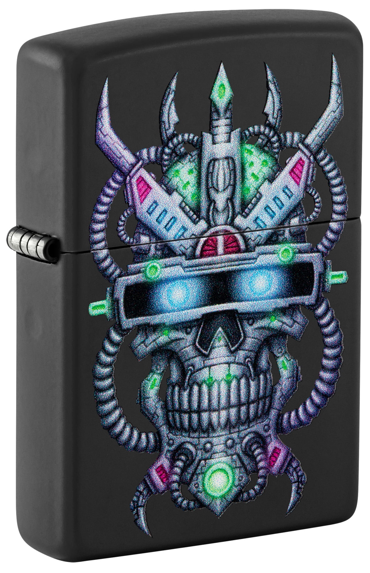 Zippo Cyber Skull Design Black Matte Pocket Lighter