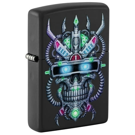 Zippo Cyber Skull Design Black Matte Pocket Lighter