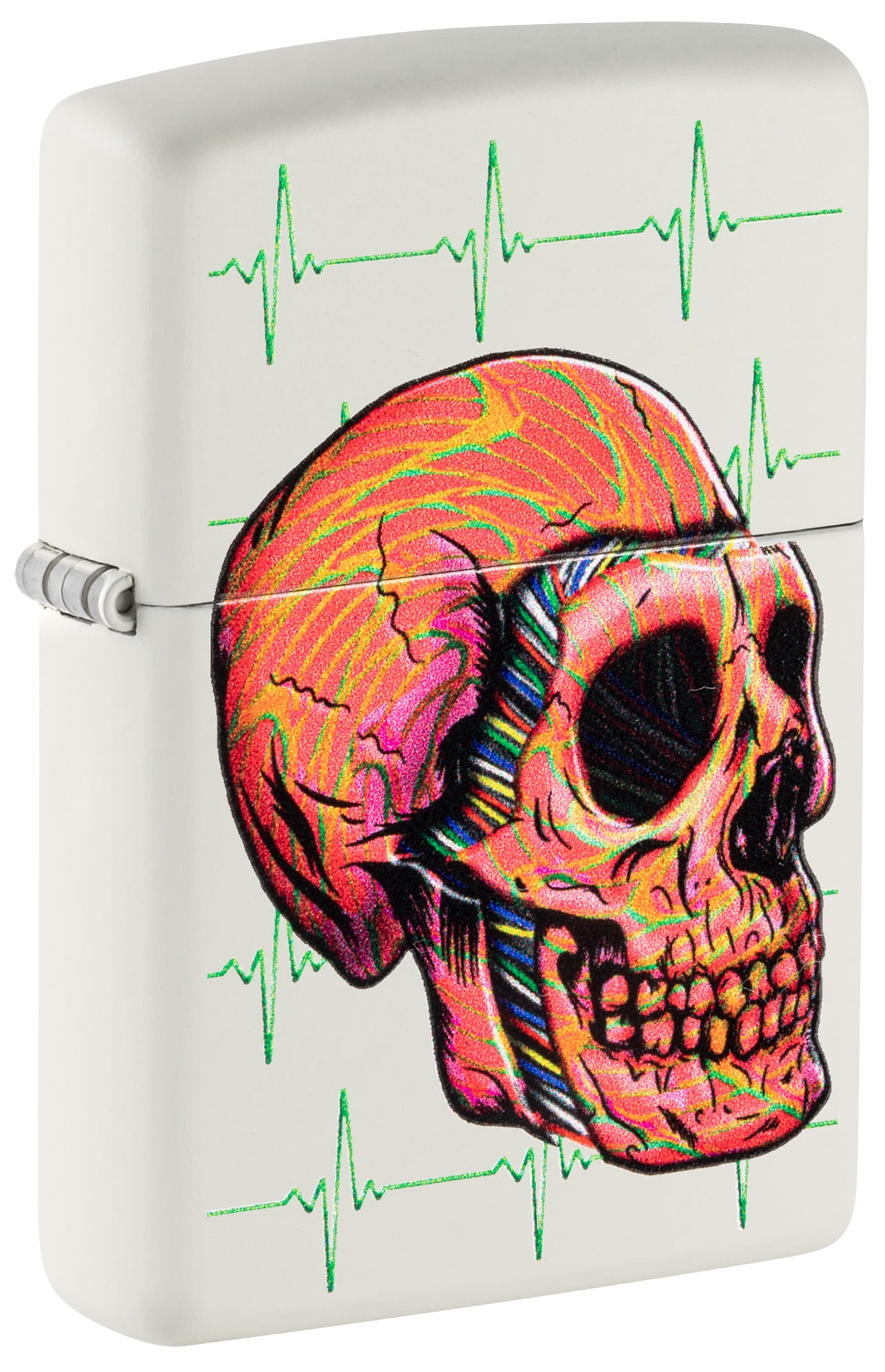 Zippo Cyber Skull Design White Matte Pocket Lighter