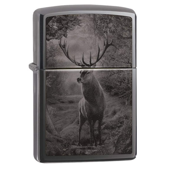 Zippo Deer Design Black Ice Pocket Lighter