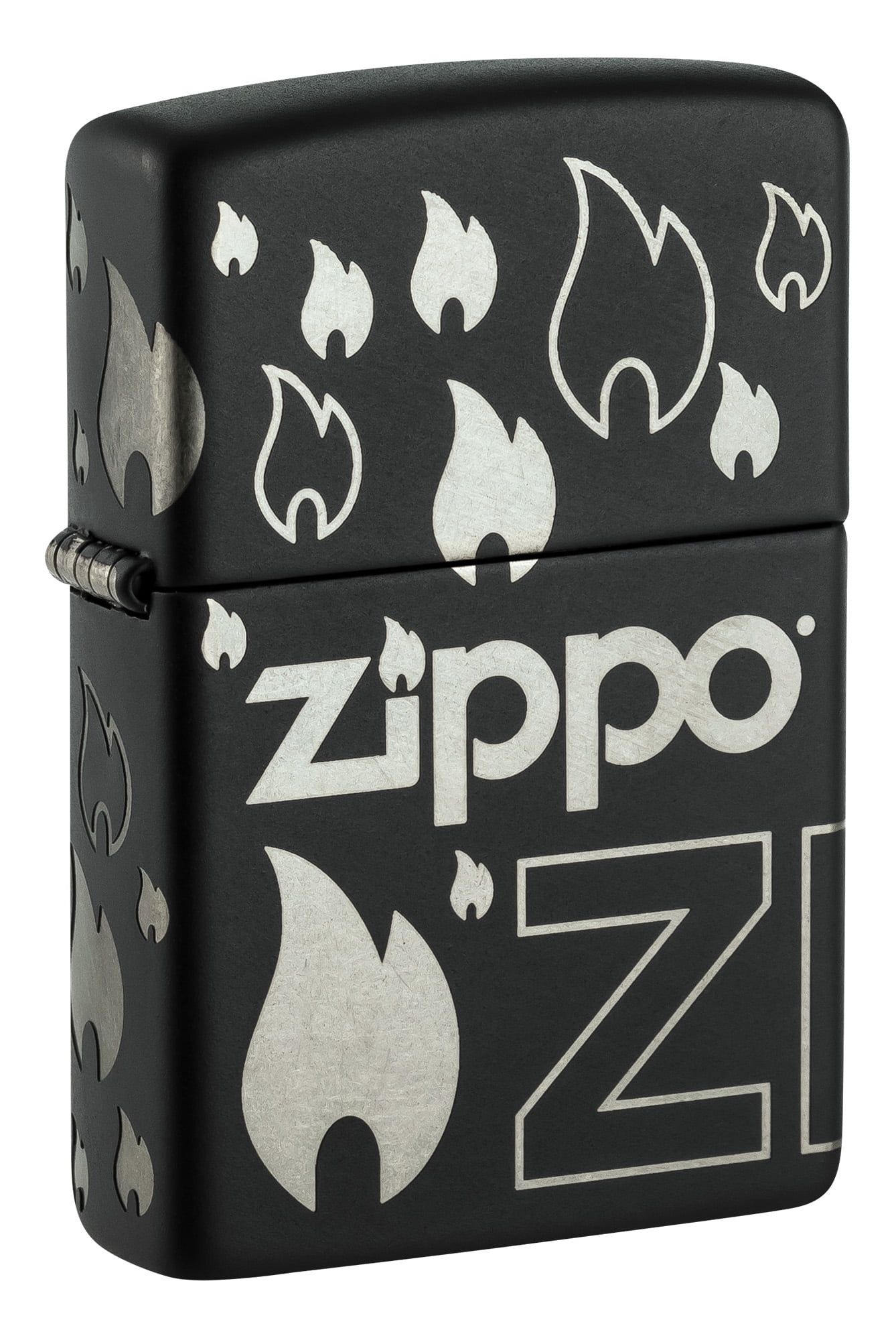 Zippo Design Black Matte with Chrome Pocket Lighter