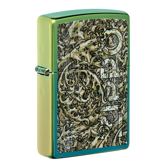 Zippo Distressed Filigree Design High Polish Teal Pocket Lighter