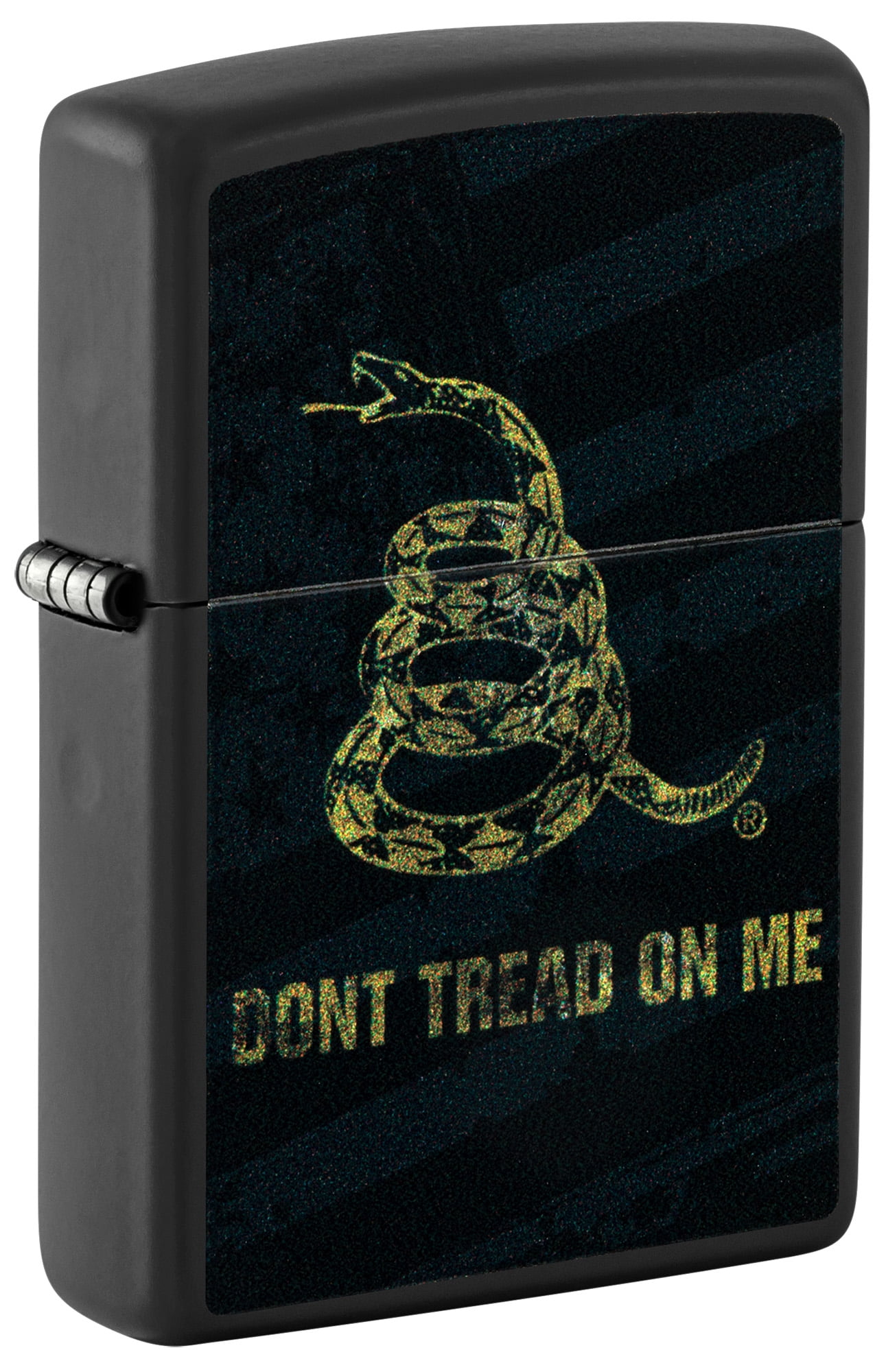 Zippo Don't Tread On Me Snake and Flag Black Matte Pocket Lighter