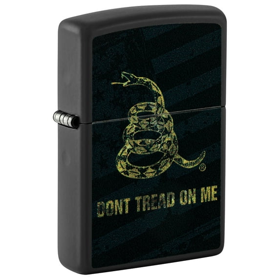Zippo Don't Tread On Me Snake and Flag Black Matte Pocket Lighter