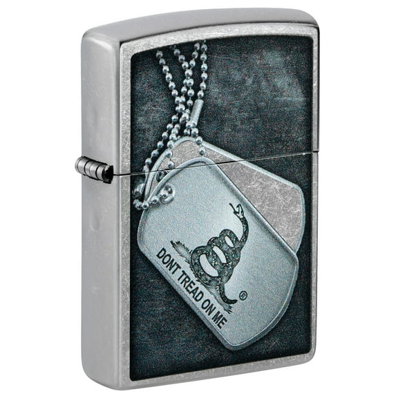Zippo Dont Tread On Me Dog Tag Design Street Chrome Pocket Lighter