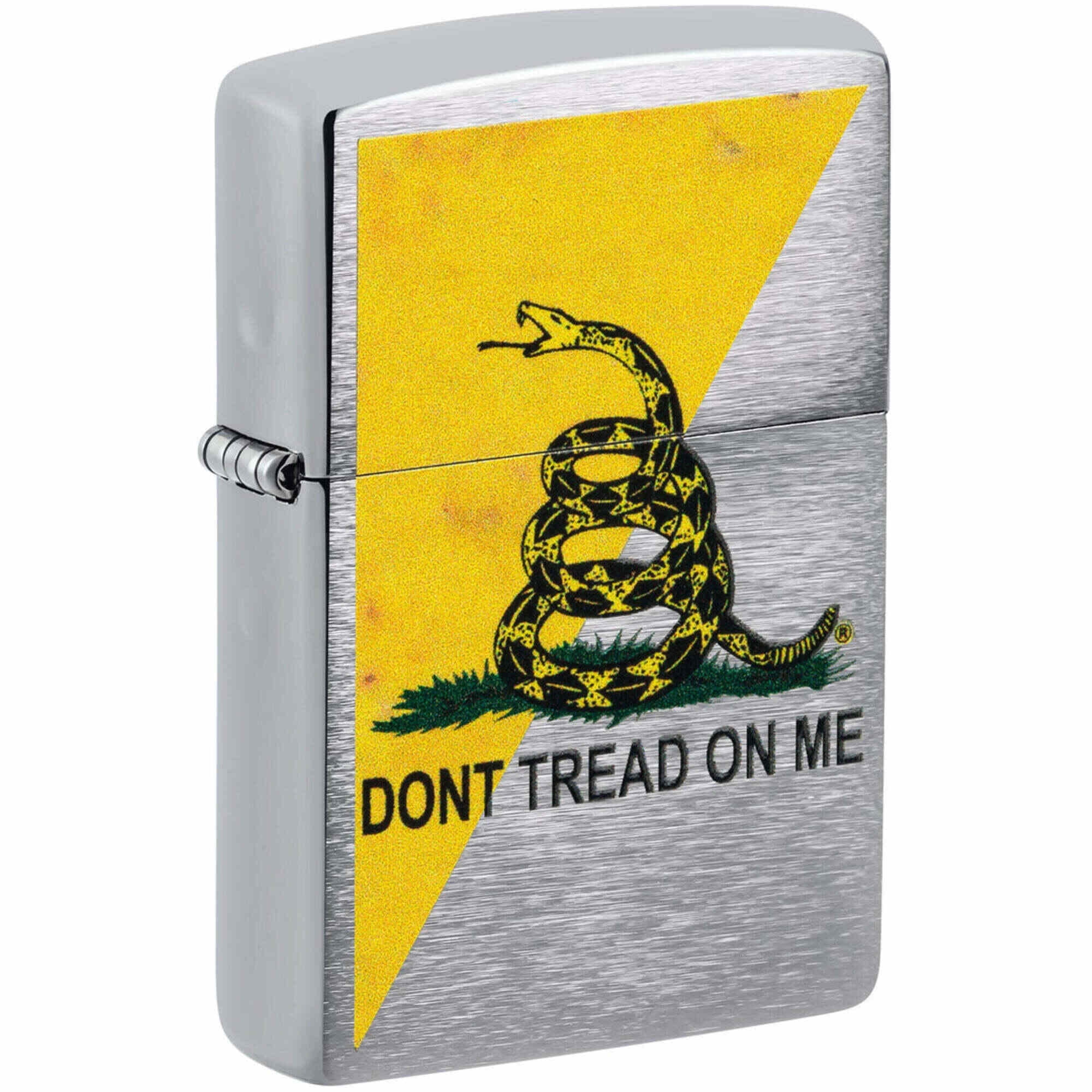 Zippo Dont Tread On Me Gadsden Flag Design Brushed Chrome Pocket Lighter