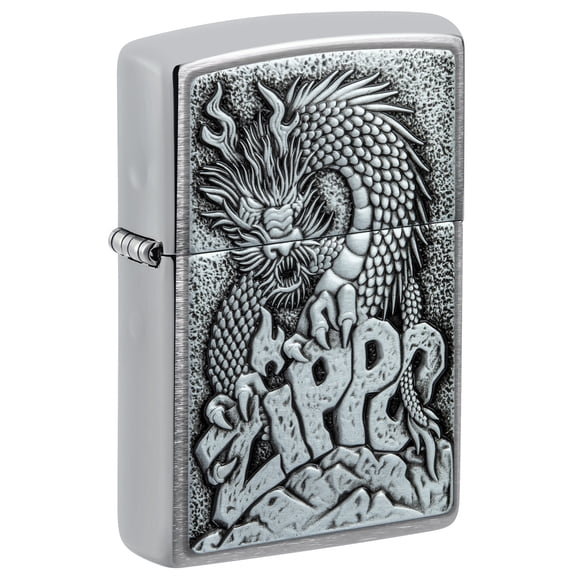 Zippo Dragon Design Brushed Chrome Pocket Lighter
