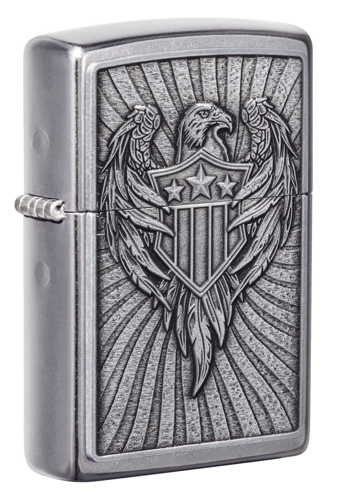 Zippo Eagle Shield Emblem Design Street Chrome Pocket Lighter