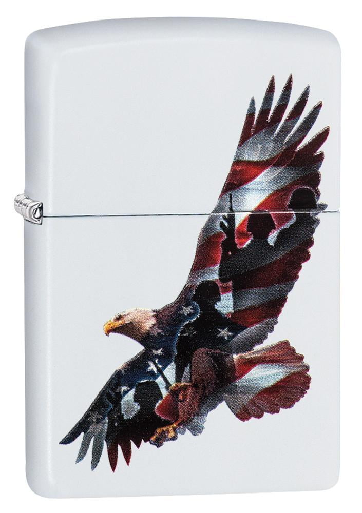 Zippo Eagle & Soldier White Matte Pocket Lighter