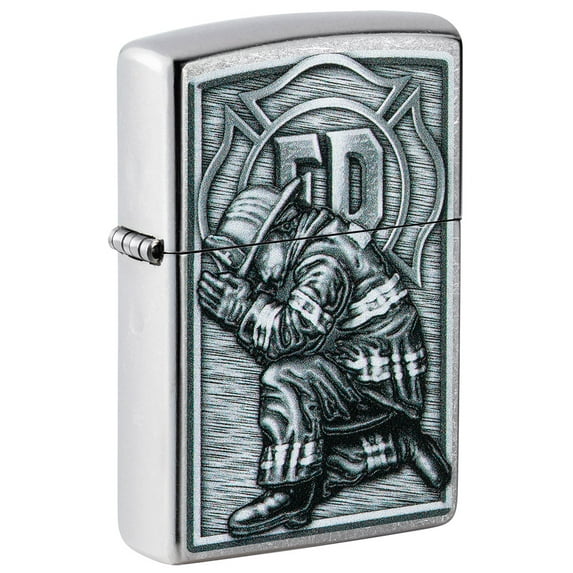Zippo Firefighter Design Street Chrome Pocket Lighter