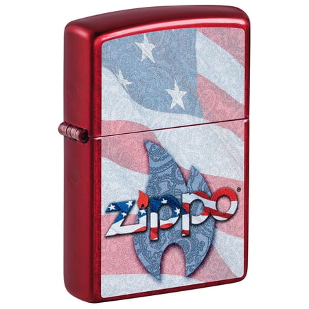 Zippo Flag Design Candy Apple Red Pocket Lighter