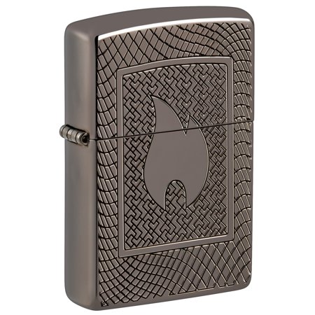 Zippo 48569 Flame Pattern Design Armor Black Ice Windproof Lighter