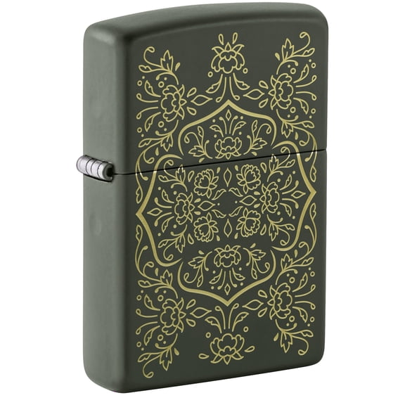 Zippo Floral Mandala Design Green Matte Pocket Lighter (Green Floral Mandala)