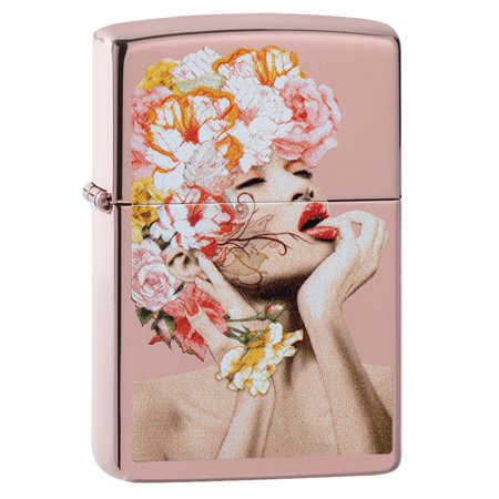 Zippo Floral Woman Design Rose Gold Pocket Lighter
