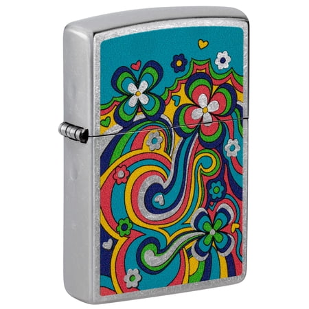 Zippo Flower Power Design Street Chrome Pocklet Lighter