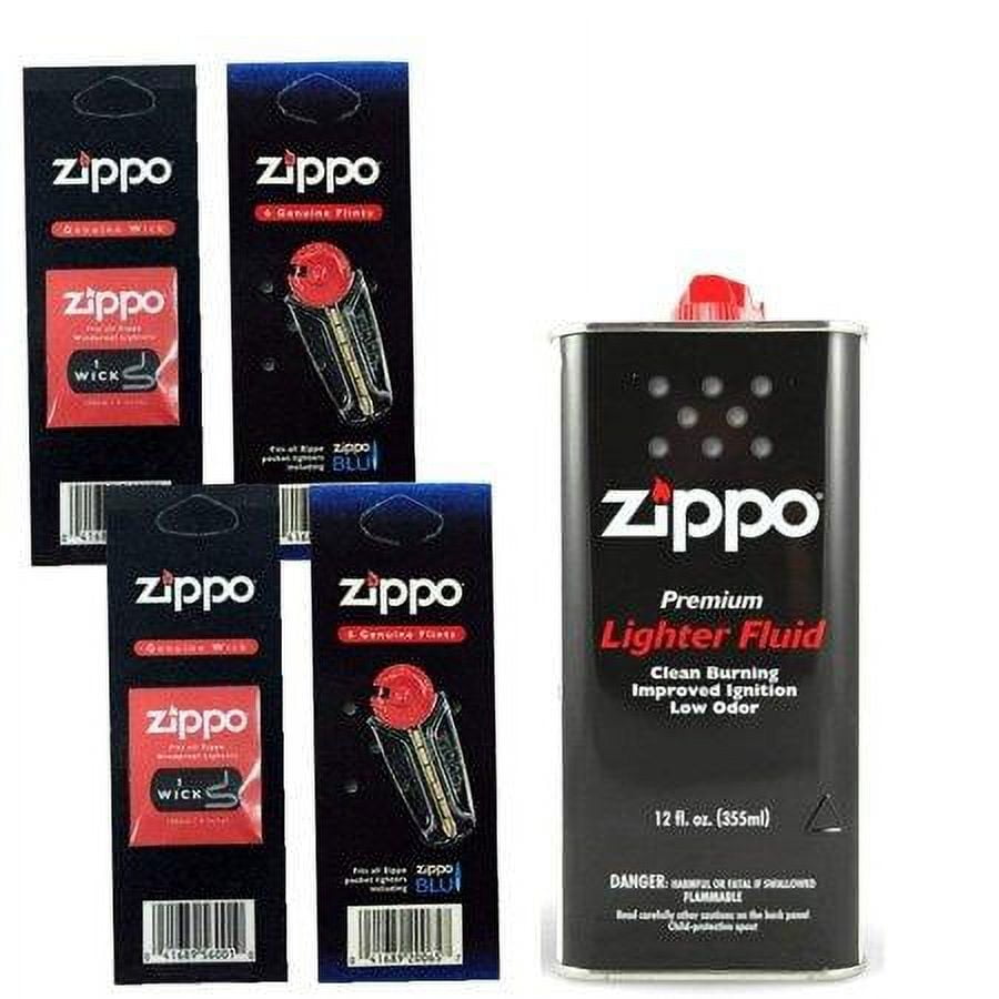 Zippo Fluid Fuel 12 Fl.oz and 2 Wick Card & 2 Flint Card (12 Flints)  Gift Set 